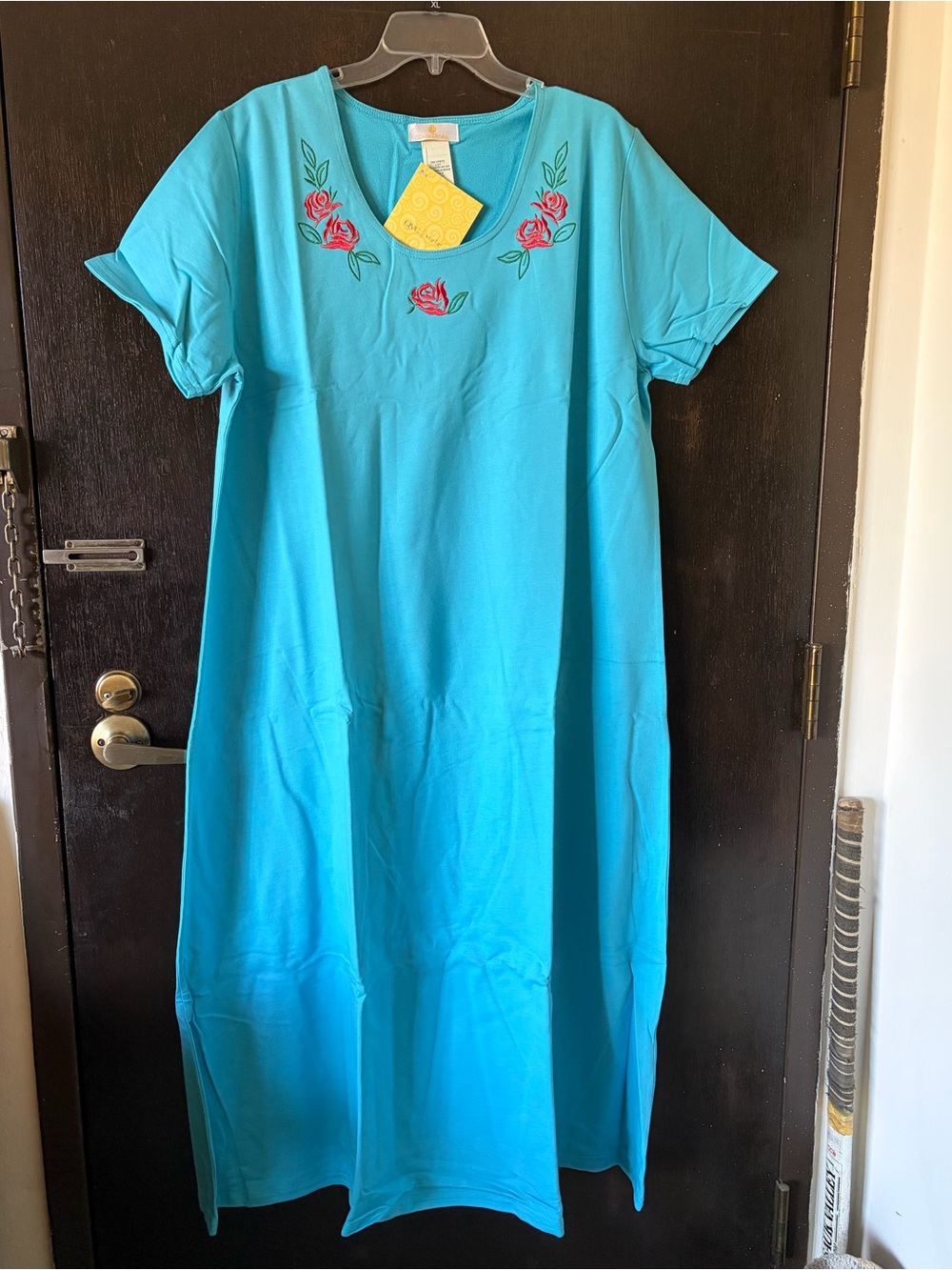 Stan Herman QVC Aqua cotton caftan house dress 1X NWT